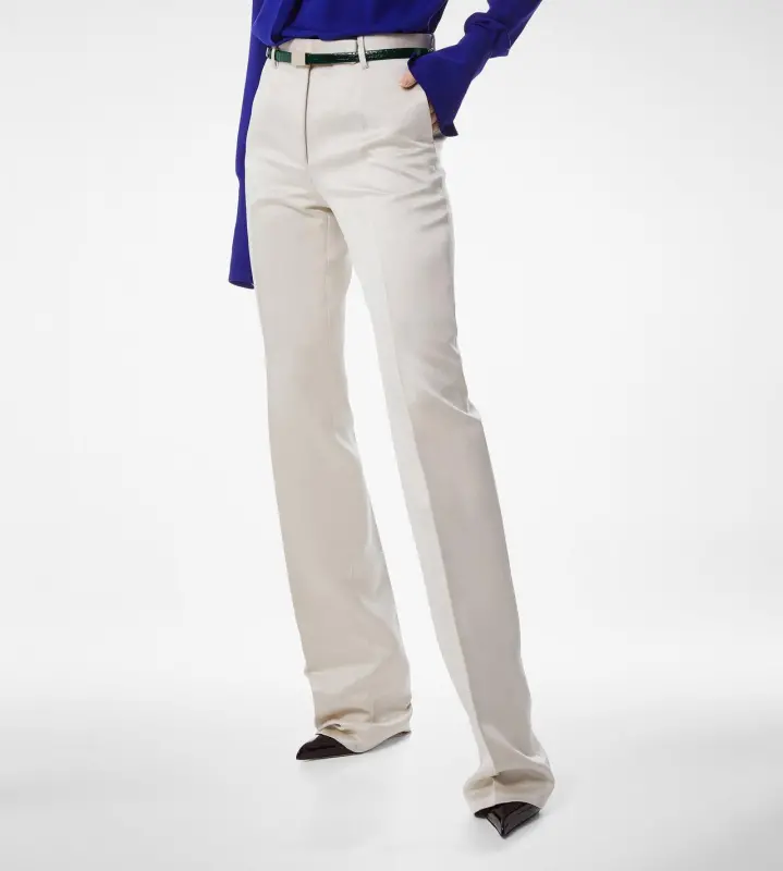 WASHED COTTON SILK BLEND DUCHESSE TAILORED STRAIGHT PANTS PINK BEIGE online